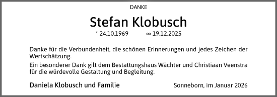Anzeige  Stefan Klobusch  Lippische Landes-Zeitung