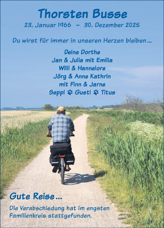 Anzeige  Thorsten Busse  Lippische Landes-Zeitung