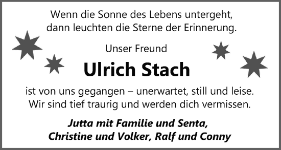 Anzeige  Ulrich Stach  Lippische Landes-Zeitung
