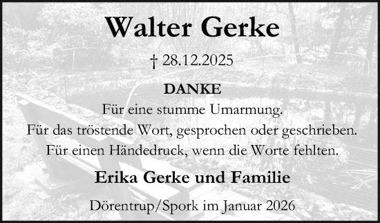 Anzeige  Walter Gerke  Lippische Landes-Zeitung