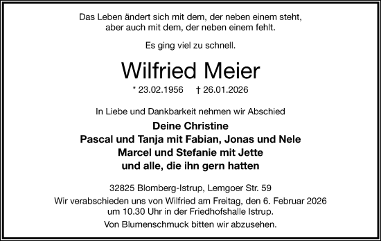 Anzeige  Wilfried Meier  Lippische Landes-Zeitung