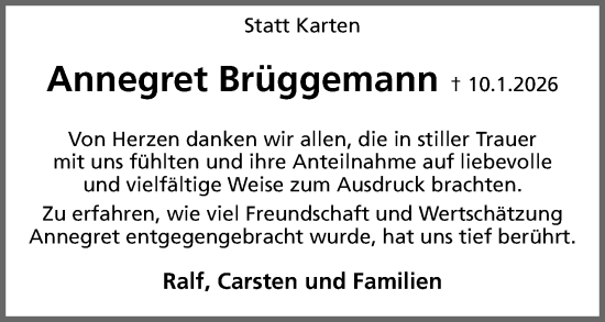 Anzeige  Annegret Brüggemann  Lippische Landes-Zeitung