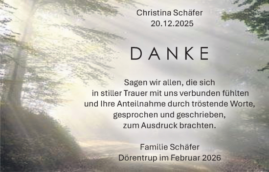 Anzeige  Christina Schäfer  Lippische Landes-Zeitung