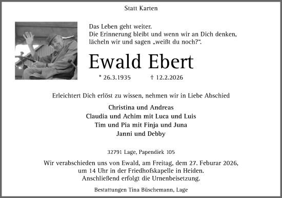 Anzeige  Ewald Ebert  Lippische Landes-Zeitung