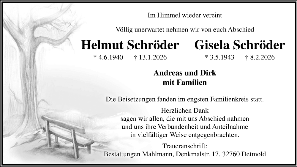  Traueranzeige für Gisela Schröder vom 28.02.2026 aus Lippische Landes-Zeitung