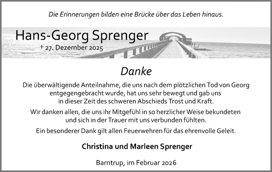 Anzeige  Hans-Georg Sprenger  Lippische Landes-Zeitung
