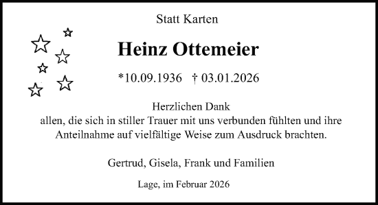 Anzeige  Heinz Ottemeier  Lippische Landes-Zeitung