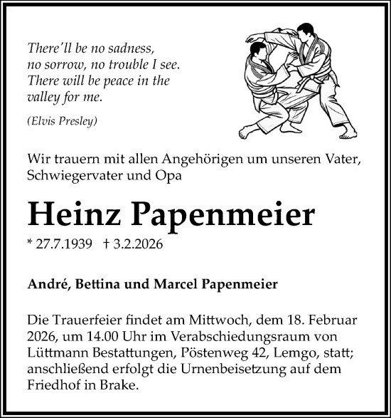 Anzeige  Heinz Papenmeier  Lippische Landes-Zeitung