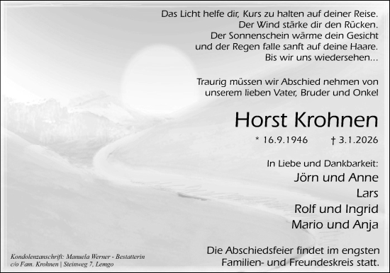Anzeige  Horst Krohnen  Lippische Landes-Zeitung