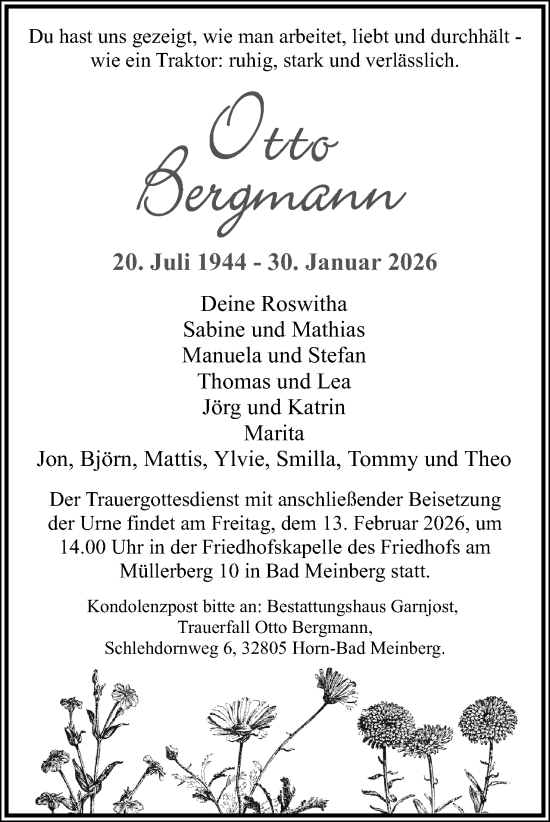 Anzeige  Otto Bergmann  Lippische Landes-Zeitung