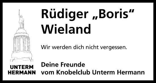 Anzeige  Rüdiger  Wieland  Lippische Landes-Zeitung