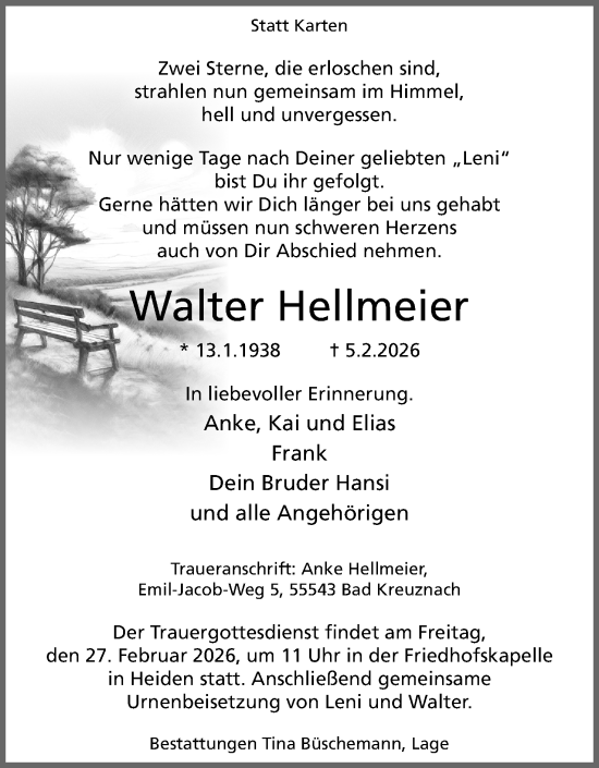 Anzeige  Walter Hellmeier  Lippische Landes-Zeitung