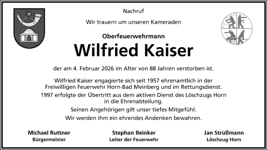 Anzeige  Wilfried Kaiser  Lippische Landes-Zeitung