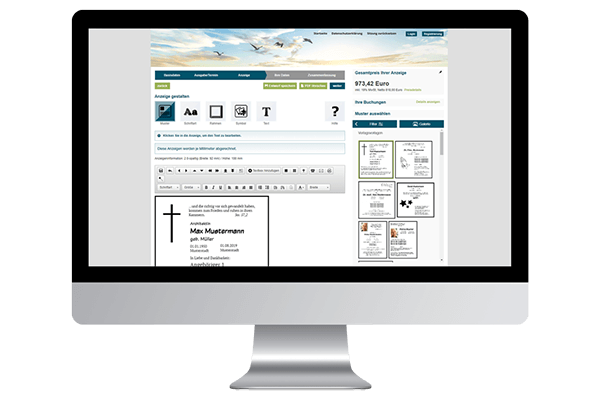 Anzeige Online Gestalten Und Aufgeben Lz Trauer